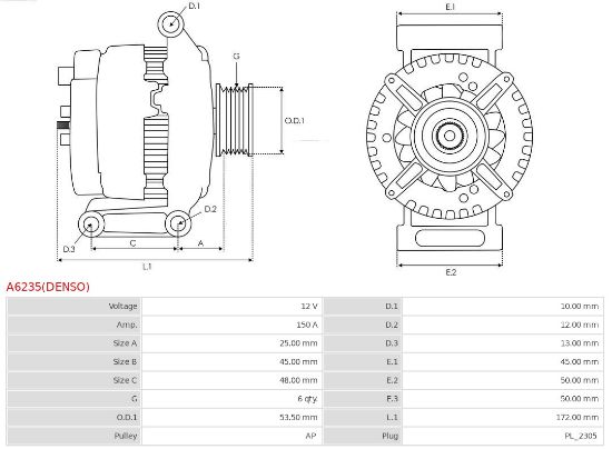 Obrázok Alternátor AS-PL Brand new | Denso | Alternators A6235DENSO