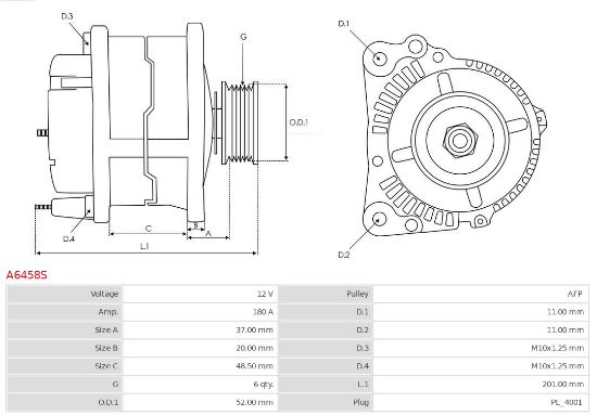 Obrázok Alternátor AS-PL Brand new |  | Alternators | 104210-6201 A6458S