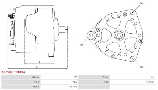 Obrázok Alternátor AS-PL Brand new | Letrika | Alternators A9050LETRIKA