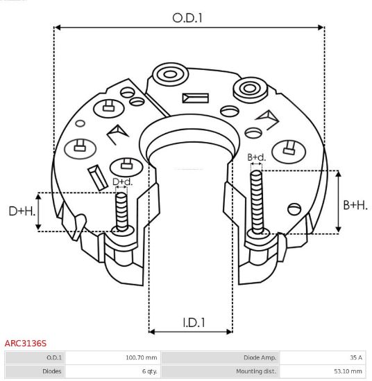 Obrázok Usmerňovač alternátora AS-PL Brand new |  | Alternator rectifiers ARC3136S