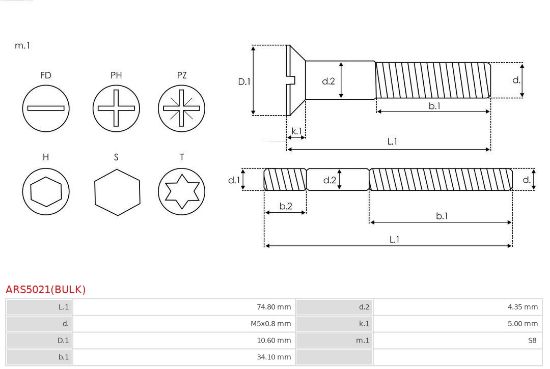 Obrázok Sada na opravu alternátora AS-PL Brand new |  | Screws ARS5021BULK