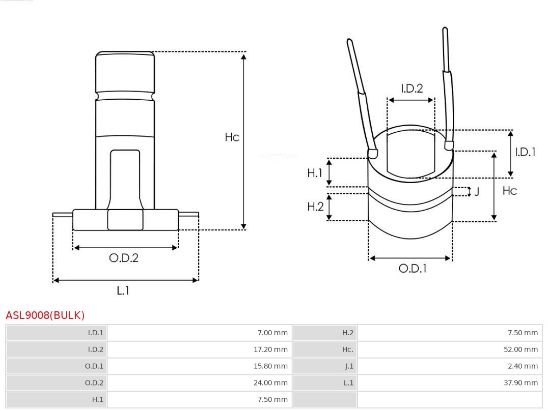 Obrázok Klzný krúżok, alternátor AS-PL Brand new |  | Alternator slip rings ASL9008BULK