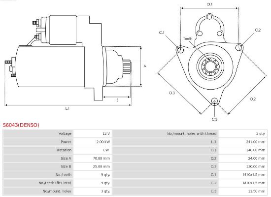 Obrázok żtartér AS-PL Brand new | Denso | Starters S6043DENSO