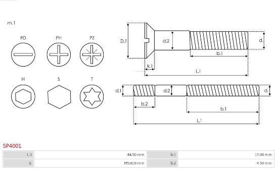 Obrázok Sada na opravu alternátora AS-PL Brand new |  | Screws SP4001
