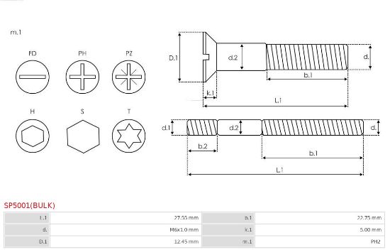 Obrázok Sada na opravu alternátora AS-PL Brand new |  | Screws SP5001BULK
