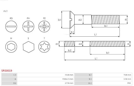 Obrázok Sada na opravu alternátora AS-PL Brand new |  | Screws SRS0019