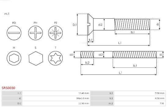 Obrázok Sada na opravu alternátora AS-PL Brand new |  | Screws SRS0030