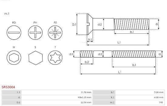 Obrázok Sada na opravu alternátora AS-PL Brand new |  | Screws SRS3004