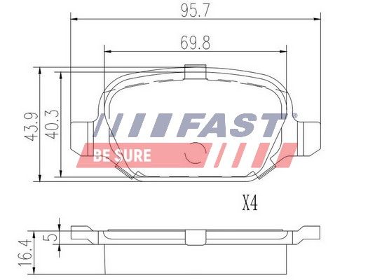 Obrázok Sada brzdových platničiek kotúčovej brzdy FAST  FT29104