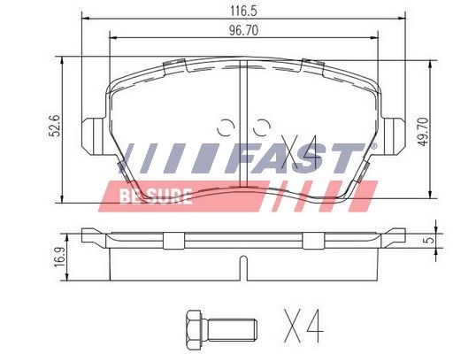 Obrázok Sada brzdových platničiek kotúčovej brzdy FAST  FT29530