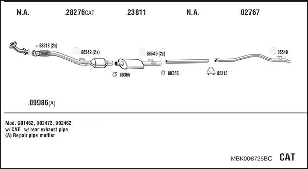 Obrázok Výfukový systém WALKER  MBK008725BC