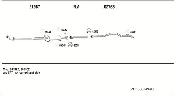 Obrázok Výfukový systém WALKER  MBK008749AC