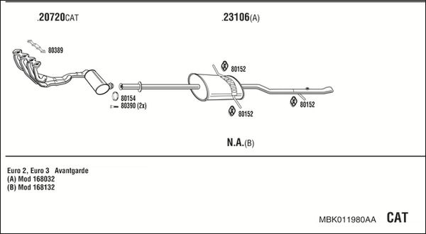 Obrázok Výfukový systém WALKER  MBK011980AA