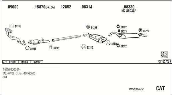 Obrázok Výfukový systém WALKER  VW20472