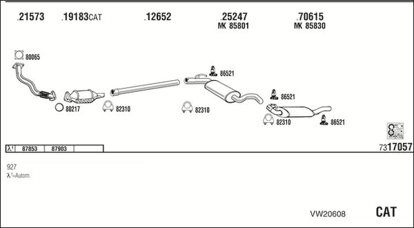 Obrázok Výfukový systém WALKER  VW20608