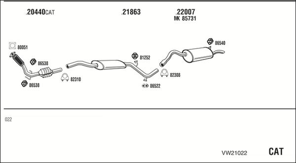 Obrázok Výfukový systém WALKER  VW21022