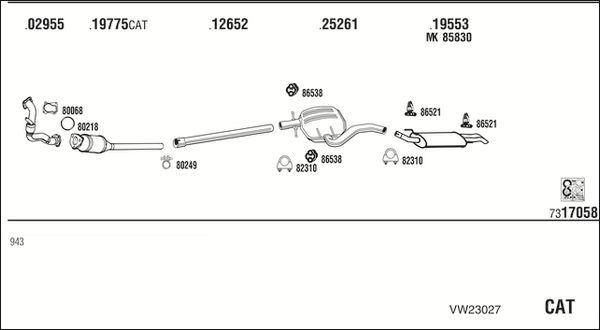 Obrázok Výfukový systém WALKER  VW23027