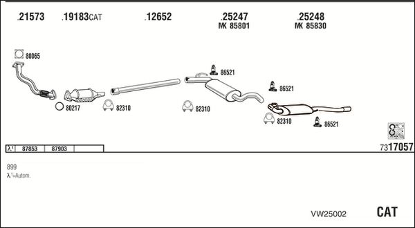 Obrázok Výfukový systém WALKER  VW25002