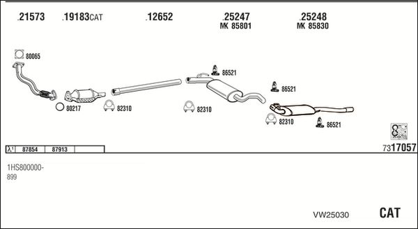 Obrázok Výfukový systém WALKER  VW25030