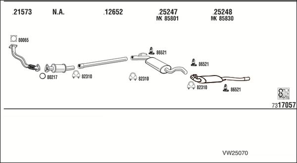 Obrázok Výfukový systém WALKER  VW25070