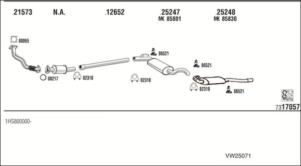 Obrázok Výfukový systém WALKER  VW25071