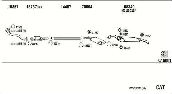 Obrázok Výfukový systém WALKER  VW36013A