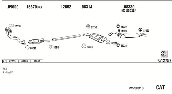 Obrázok Výfukový systém WALKER  VW36018