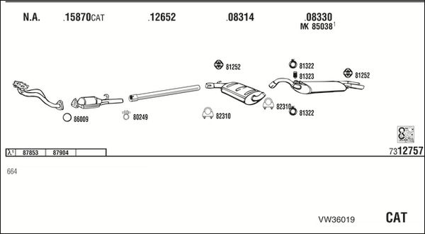 Obrázok Výfukový systém WALKER  VW36019