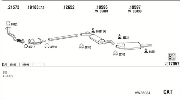Obrázok Výfukový systém WALKER  VW36084
