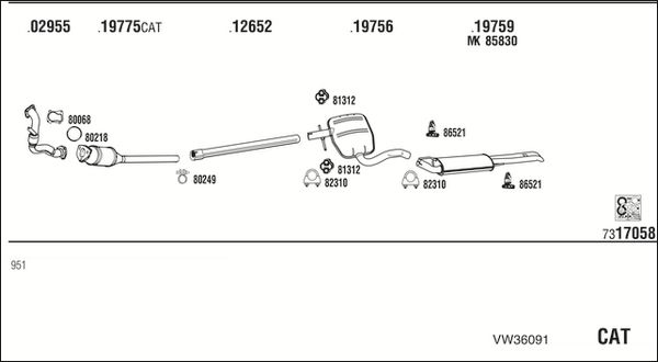 Obrázok Výfukový systém WALKER  VW36091