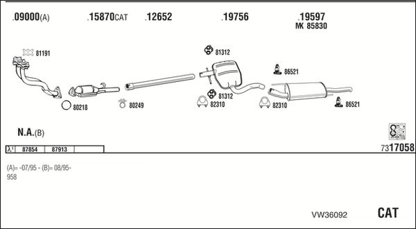 Obrázok Výfukový systém WALKER  VW36092