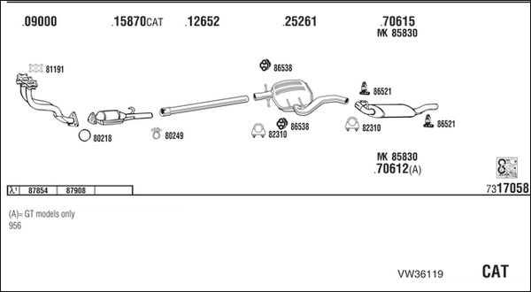 Obrázok Výfukový systém WALKER  VW36119