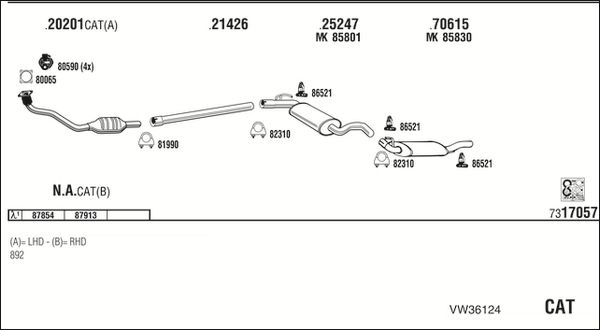 Obrázok Výfukový systém WALKER  VW36124