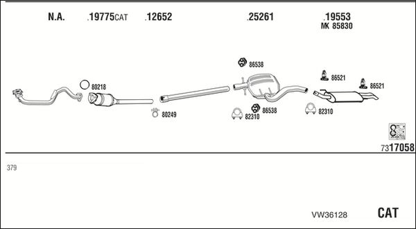 Obrázok Výfukový systém WALKER  VW36128