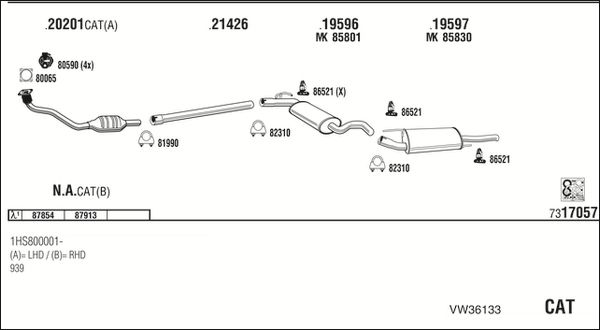 Obrázok Výfukový systém WALKER  VW36133