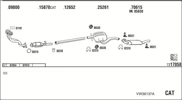 Obrázok Výfukový systém WALKER  VW36137A