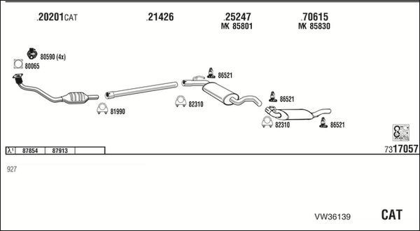 Obrázok Výfukový systém WALKER  VW36139