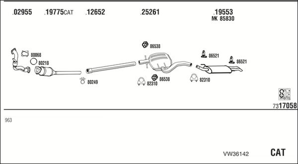 Obrázok Výfukový systém WALKER  VW36142