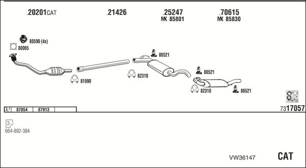 Obrázok Výfukový systém WALKER  VW36147