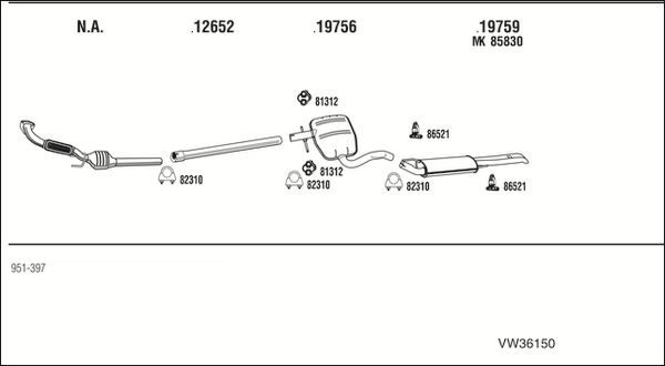 Obrázok Výfukový systém WALKER  VW36150