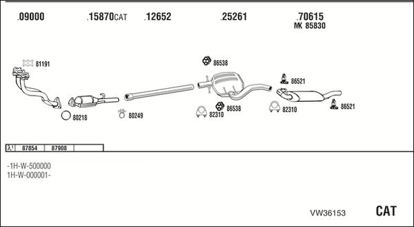 Obrázok Výfukový systém WALKER  VW36153