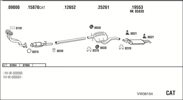 Obrázok Výfukový systém WALKER  VW36154
