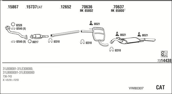 Obrázok Výfukový systém WALKER  VW80307