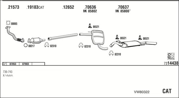 Obrázok Výfukový systém WALKER  VW80322