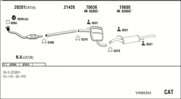 Obrázok Výfukový systém WALKER  VW80354