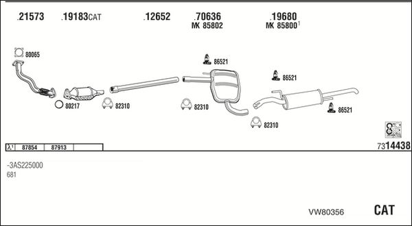 Obrázok Výfukový systém WALKER  VW80356