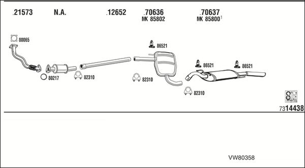 Obrázok Výfukový systém WALKER  VW80358