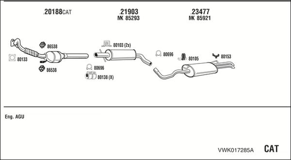 Obrázok Výfukový systém WALKER  VWK017285A