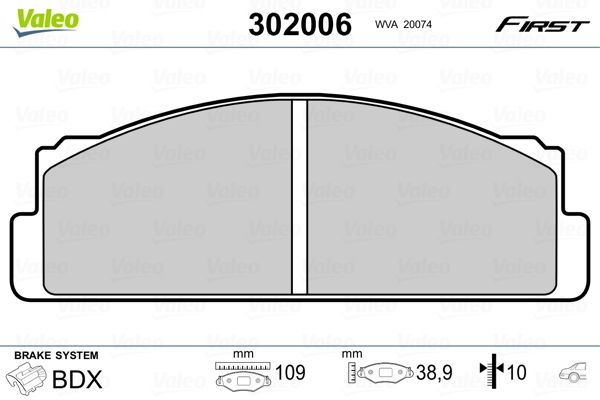 Obrázok Sada brzdových platničiek kotúčovej brzdy VALEO FIRST 302006
