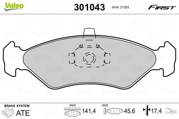 Obrázok Sada brzdových platničiek kotúčovej brzdy VALEO FIRST 301043